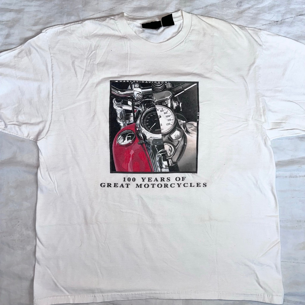 Vintage Men’s XL Harley Davidson 100 Years Of Great Motorcycles SS TShirt USA